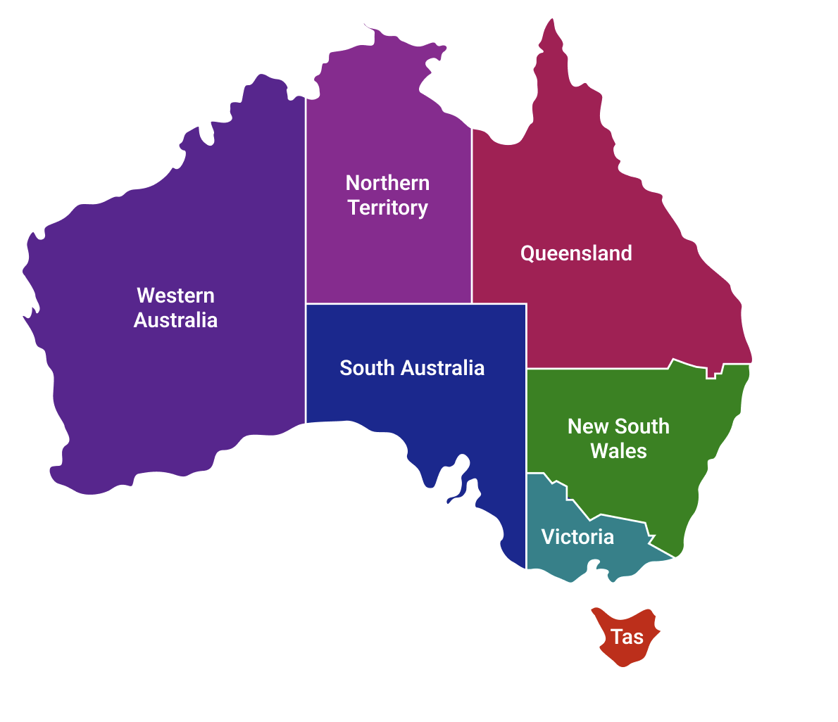 map of Australia showing all states